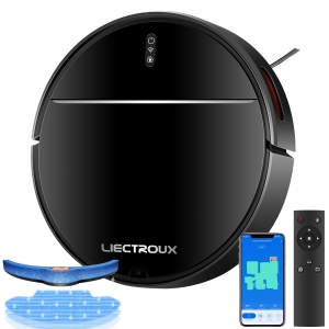 LIECTROUX M7S PRO Robotstofzuiger en Dweilcombinatie, Slimme Navigatie, WiFi-app, 4KPa Zuigkracht, Borstelloze Motor, Werkt met Alexa en Google Assistant, Ideaal voor Huisdierhaar, Tapijt en Harde Vloeren