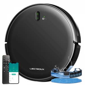 LIECTROUX L200 Robotstofzuiger en Dweilcombinatie – Slimme Navigatie, WiFi-app, 4KPa Zuigkracht, Borstelloze Motor, Werkt met Alexa en Google Assistant, Ideaal voor Huisdierhaar, Tapijt en Harde Vloeren
