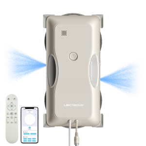 Raamreinigingsrobot Liectroux G8, rechtlijnig wissen op hoge snelheid, bidirectionele watersproeiing, ultradunne raamreiniger, elektrische glasreiniger, droog & nat mop, bionische wisser voor 4 randen & 4 hoeken, geen gemiste plekken