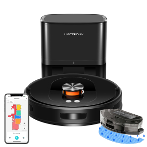 Robotstofzuiger & Mop LDS Liectroux T9, Laser LiDAR SLAM navigatie, smart home nat- & droogreiniging, met zelfleegstation, opslag van multi-floor kaarten, sterke 6.5KPa zuigkracht, carpet boost, anti-klit borstels, Dual-Band WiFi 2.4/5GHz